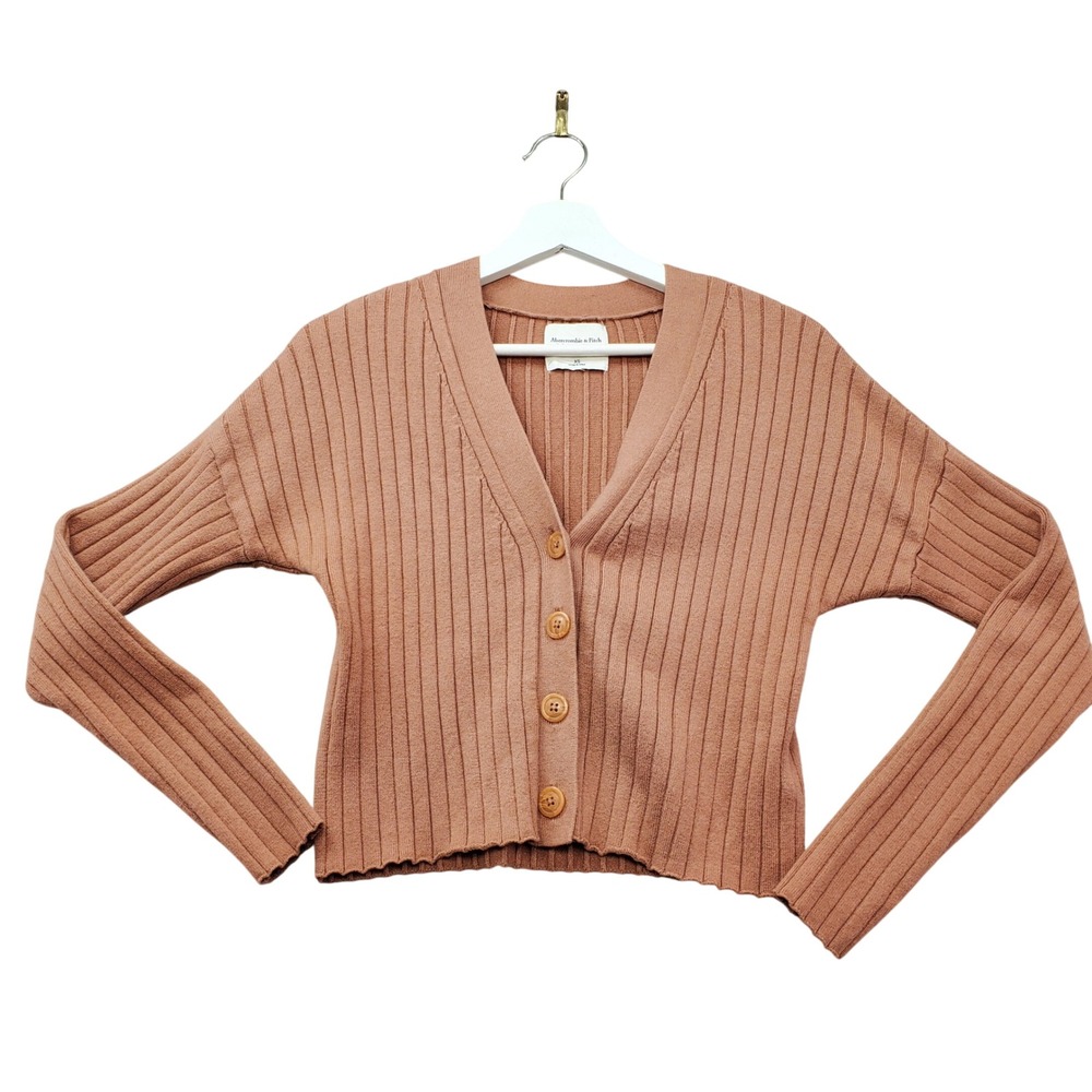 Abercrombie & Fitch Soft A&F Collection Cropped Cardigan‎ Sweater Women XS Brown